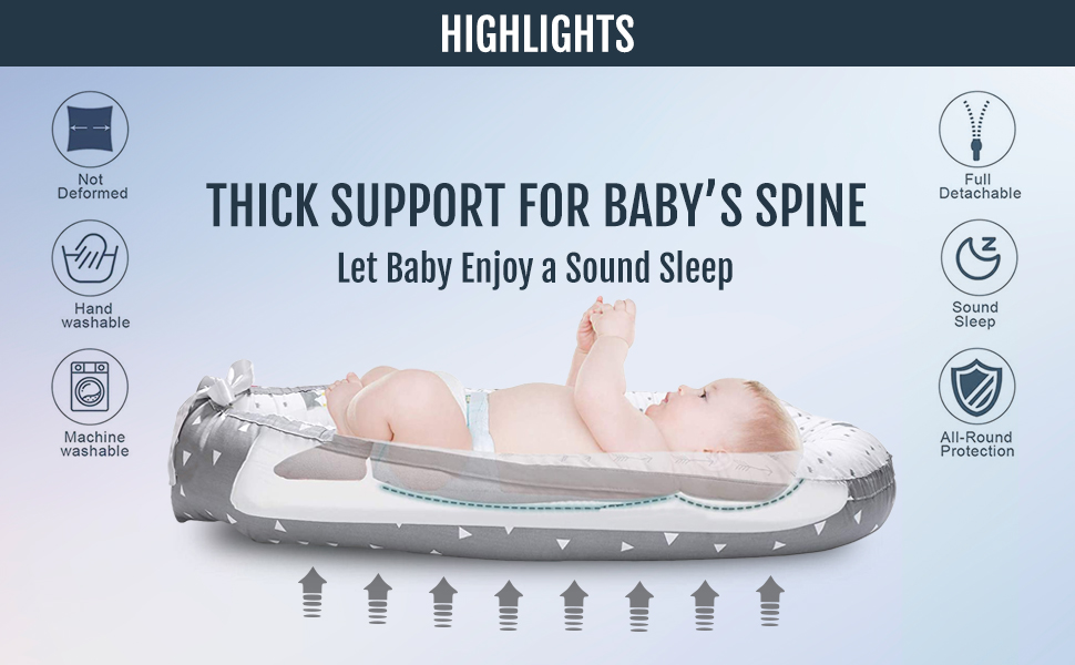 Little Story Soft Breathable Fiberfill Newborn Lounger Bed