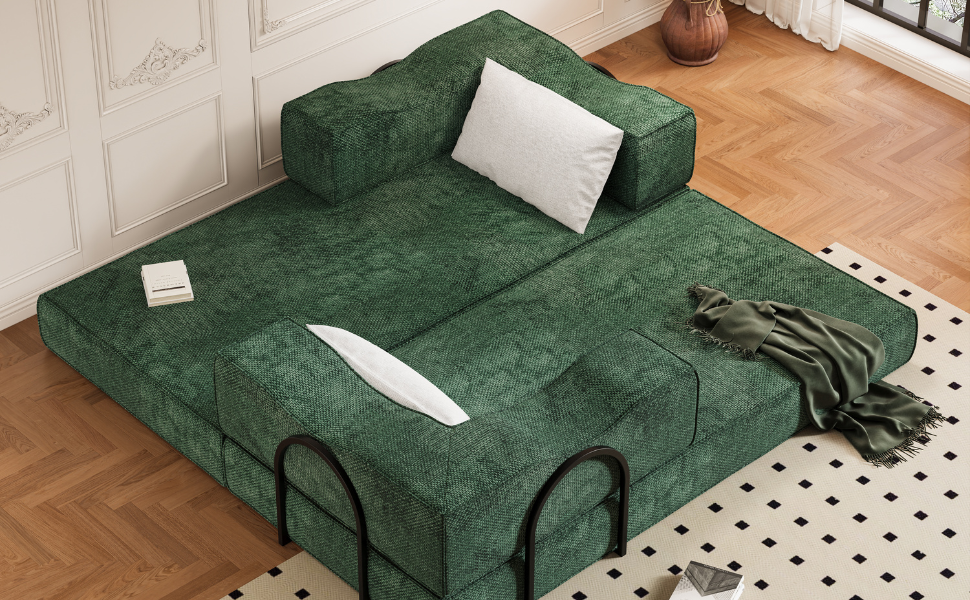 80" Folding Floor Sofa Bed Modular Futon Couch Bed with 2