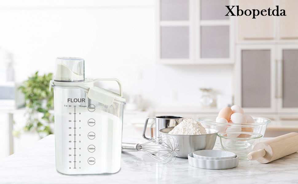 Xbopetda Flour Storage Container Airtight, Flour Storage Box with