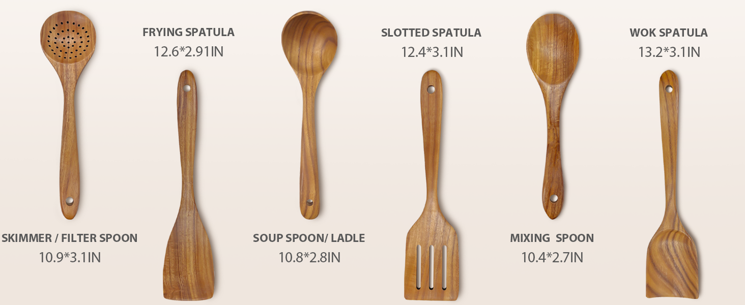 teak wooden utensil set
