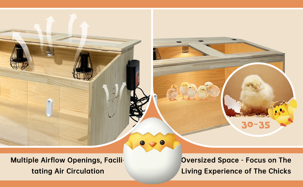 Chicken Brooder Box, Chick Brooder Heat up to 35 Chicks, Chicken Brooder with 3 Heat