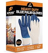 Blue Palm Working Gloves - Latex Rubber Coated Knit with Grip - Durable Safety Gloves for Constru...