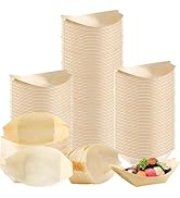 500 Pcs Bamboo Boat Plates 4 Inch Disposable Wood Boat Plates Small Appetizers Boats Plate Mini S...