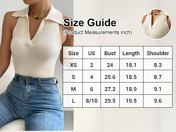 COZYEASE Women's Collared Ribbed Tank Knit Top Solid Ribbed