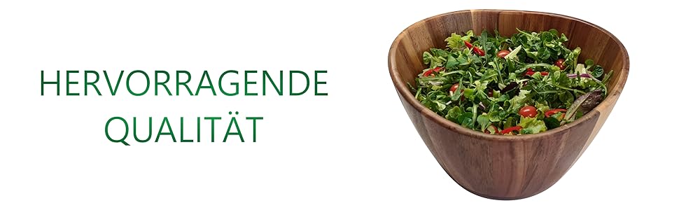 ALEXE® Hochwertige Salatschüssel aus Akazienholz, Größe 30 x 17,5 cm ...