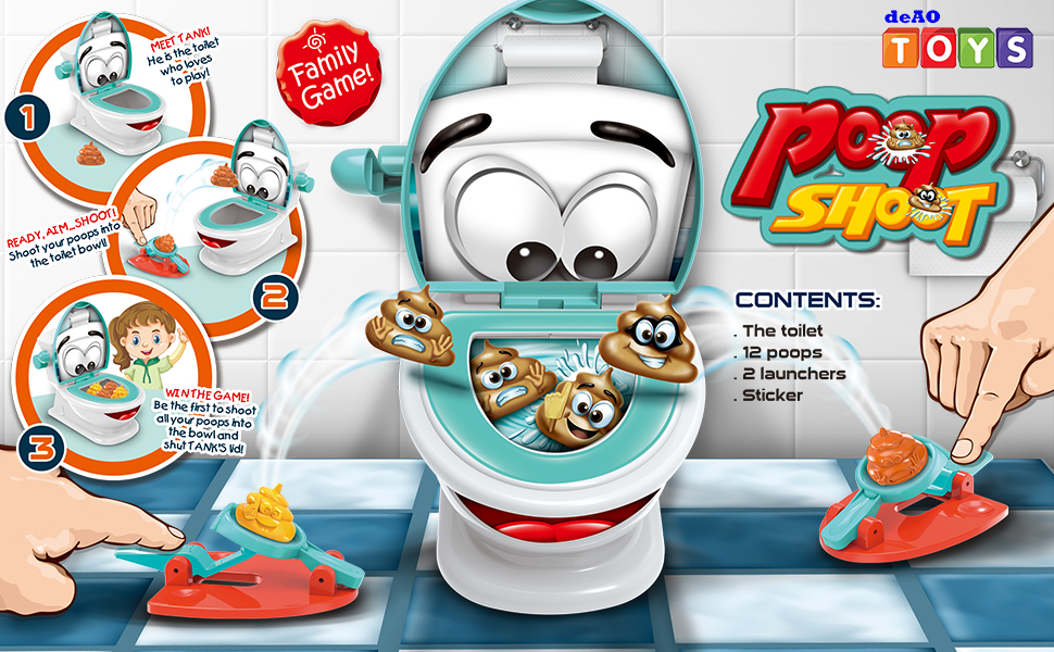 deAO Poop Shoot Creative Family Game includes One Toilet