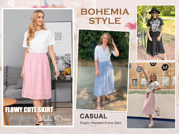 YUSE★韓国★人気★WASHING SWEAT MIDI SKIRT Ezcosplay Womens Elastic High Waist Midi Skirt Knee Length