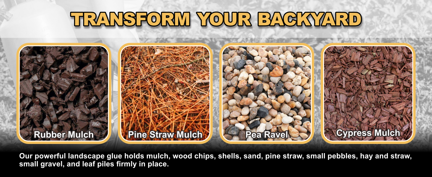 1 Quart Strong Mulch Glue, Clear Mulch Gravel Glue, Quick