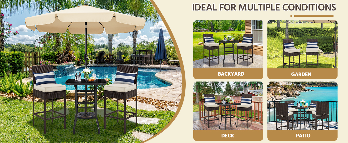 2pcs Outdoor Bar Stool Set