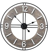 WHW Whole House Worlds Modern Farmhouse Clock, Black Frame, White Numerals, Distressed Finish, Me...