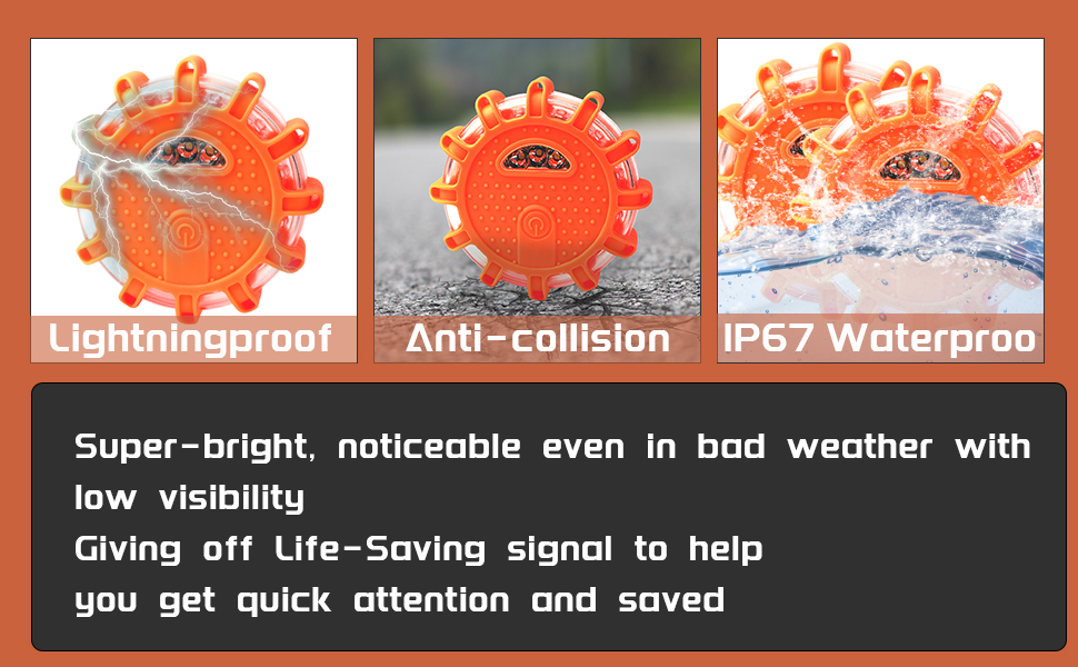 DIBMS 4 Pack LED Safety Flares Road Emergency Lights