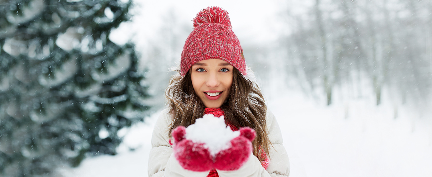 Winter Warm Beanie Hat Scarf and Touchscreen Gloves Set