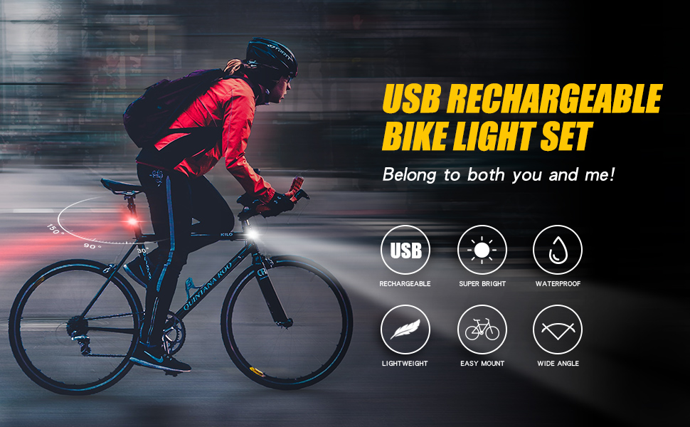 Bike Light Set, 6 LED Bike Light Front and Back Rear, Ultra Bright IP65