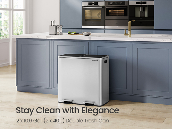 Amazon.com: SONGMICS Trash Can, 2 x 10.6 Gallon (2 x 40 L