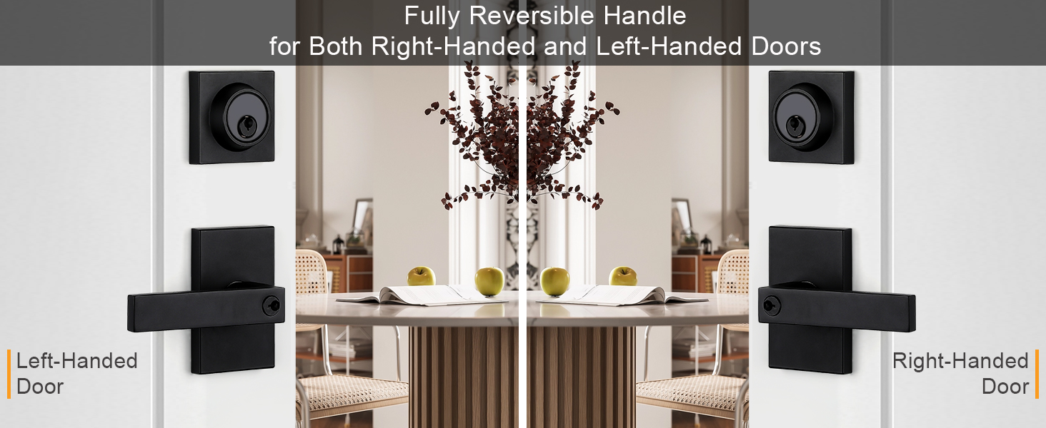 bladk door handle with deadbolt