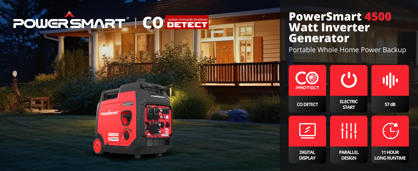 PowerSmart 4500Watt Portable Inverter Generator with Co