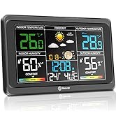Geevon Weather Station Wireless Indoor Outdoor Thermometer, Large Color Display Digital Forecast ...