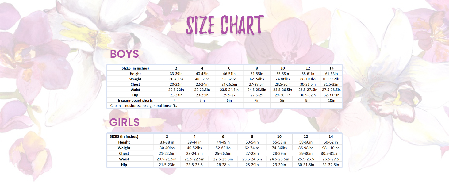 Boys & Girls Size Chart