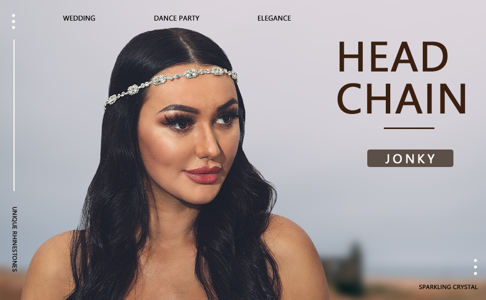 JONKY Bride Wedding Crystal Head Chain Jewelry Rhinestone