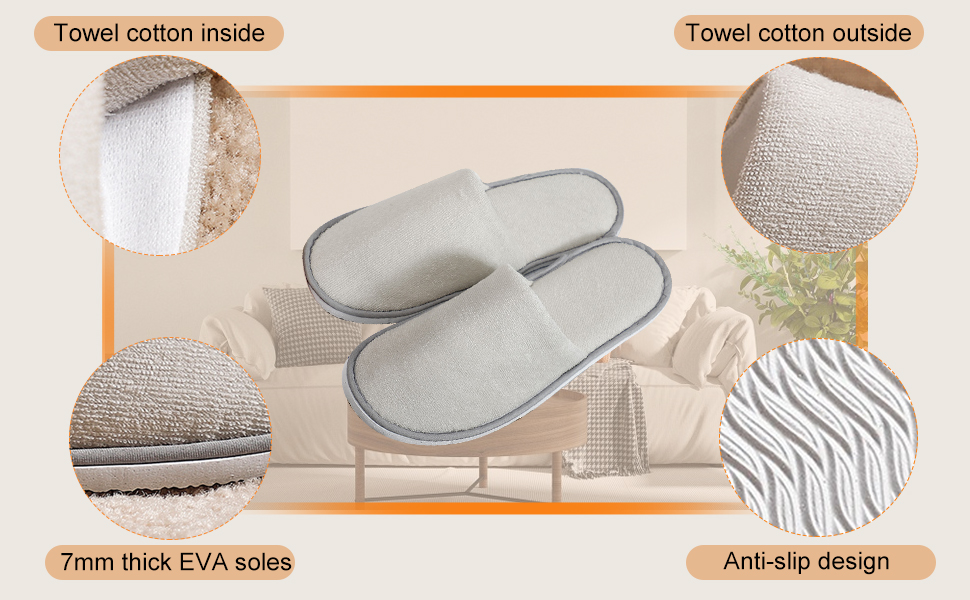 Cosysparks Portable Travel Slippers, Non-Disposable Hotel Slippers Reusable Spa Flight Anti-Slip Indoor House 21 spa slippers for women