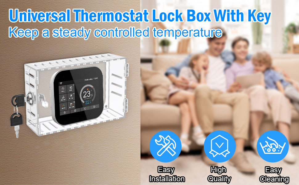 Thermostat Lock Box with Key,EEEKit Universal Thermostat Clear Guard