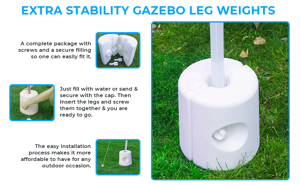 Garden Mile Gazebo Weights Set of 4 Gazebo Leg Weights Fill with