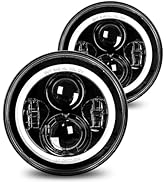 LX-LIGHT DOT EMC 7 Inch LED Halo Headlights with White DRL Amber Turn Signal Compatible with 2007...