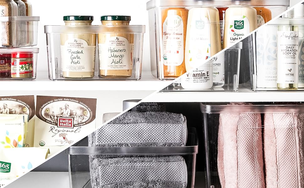 BINO Plastic Storage Bins, Square 3 Pack THE LUCID COLLECTION MultiUse