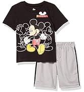 Disney Mickey Mouse Donald Duck Goofy Pluto Baby T-Shirt and Mesh Shorts Outfit Set Infant to Lit...