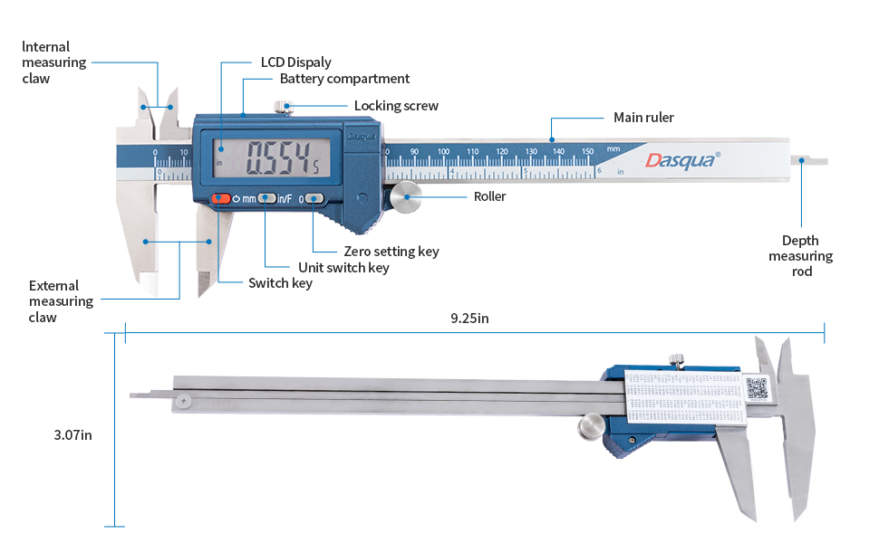A Vernier Caliper Manufacturer – DASQUA High Accuracy Measuring Tool 6 Inch/150mm IP54 Waterproof Digital Micrometer With Calibration Certificate – DASQUA Manufacture And Factory | Dasqua