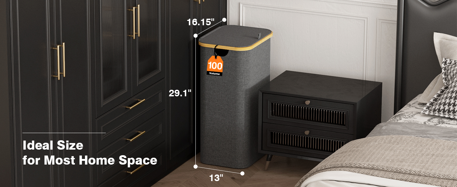 100L Laundry Hamper with Lid