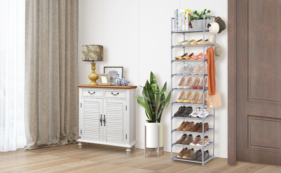 ROJASOP Tall Shoe Rack 10 Tiers Shoe Rack Narrow 2024