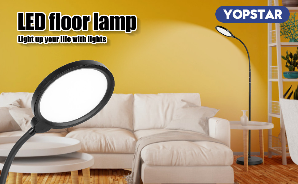 YOPSTAR Floor Lamp,Led Floor Lamps for Living Room,Bright Modern Reading Floor Lamp with
