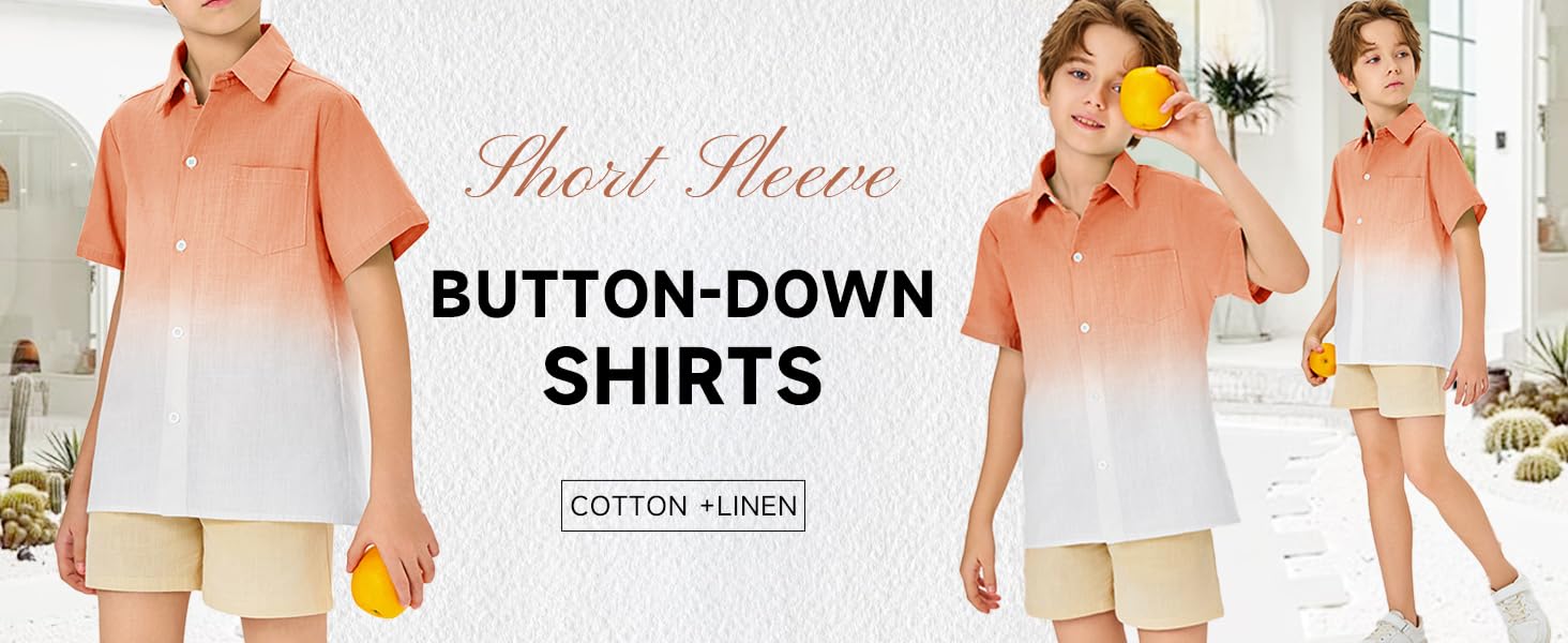 Boys Button Down Short Sleeve Shirt
