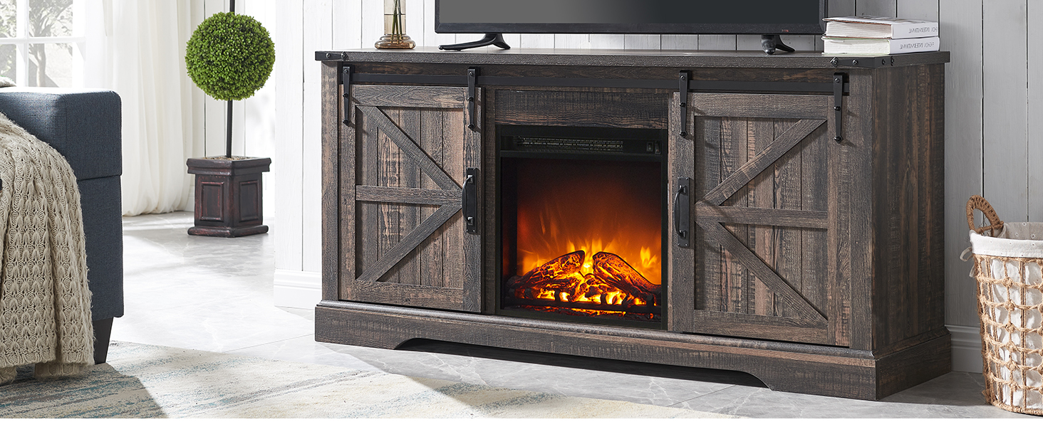 tv stand with fireplace