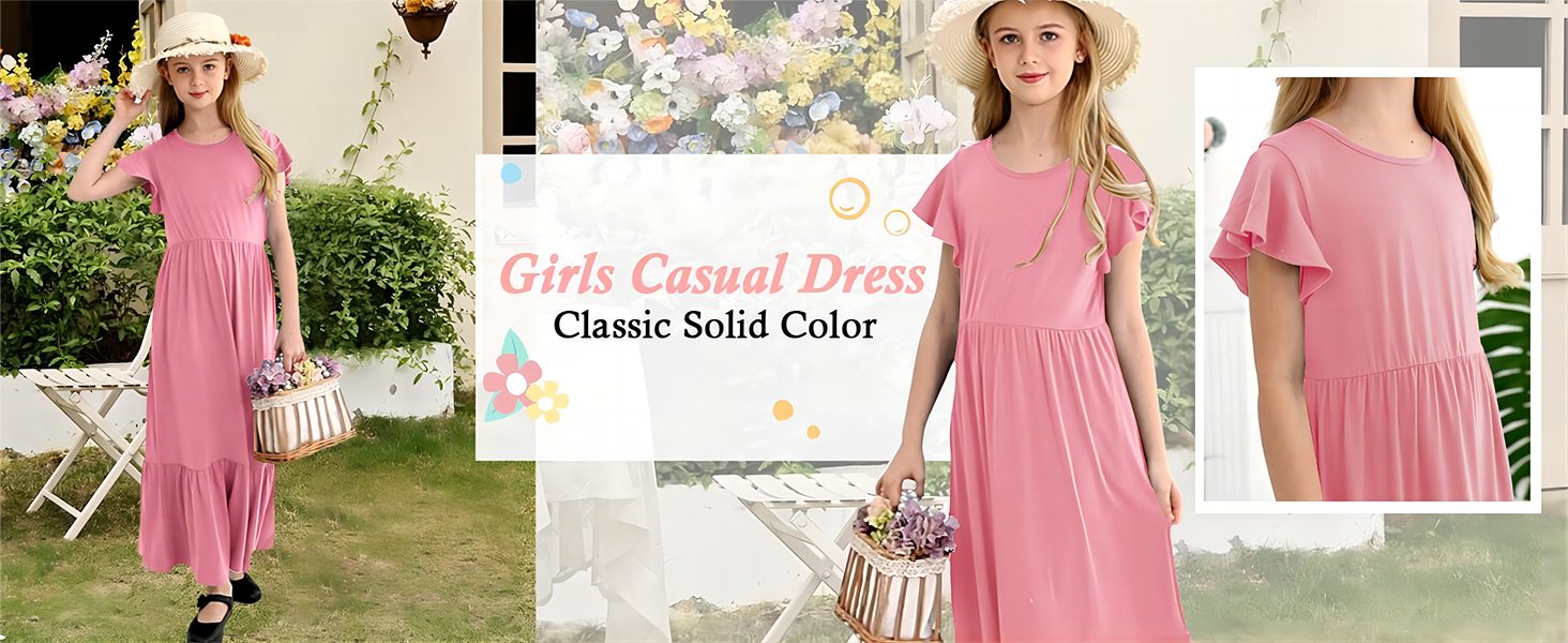 girls casual dress girls loose dress girls flowy dress girls swing dress girls long maxi dress