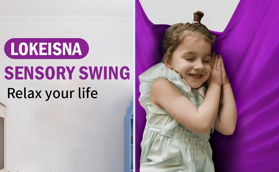 LOKEISNA Sensory Swing for Kids Indoor, Purple Kids Indoor