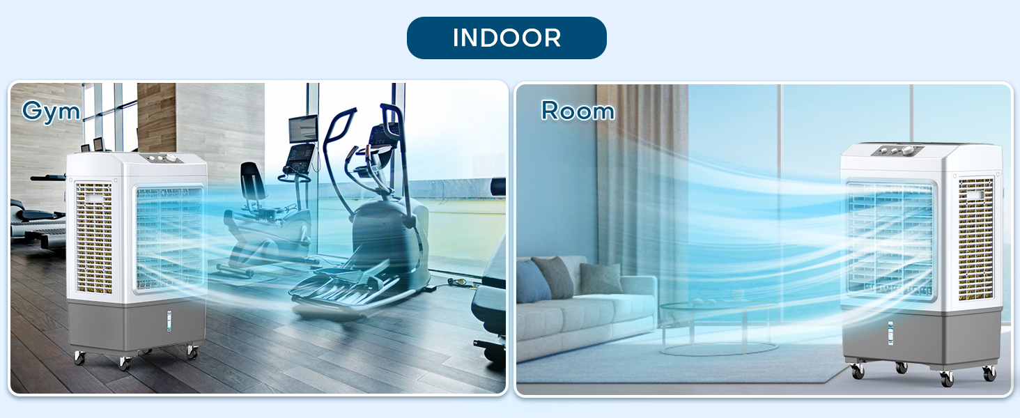 Evaporative Air Cooler, Breezewell 2100 CFM Outdoor Air Conditioner, 8 Gallon