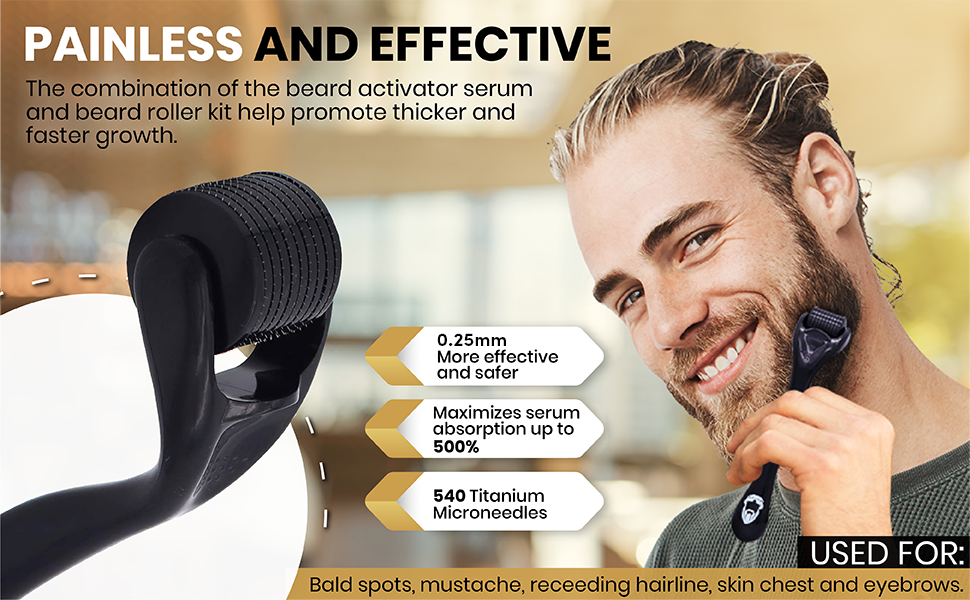 King Leonidas Beard Growth Kit w/Derma Roller 0.25 mm