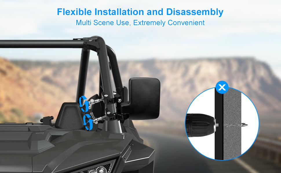 WMJNH Tractor Rearview Side Mirrors Fits For UTV ATV Fork