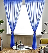 ShinyBeauty Chiffon-Backdrop-Curtain Royal Blue 2.4ft x 10ft Pack of 2 Voile Sheer Curtains 29''x...