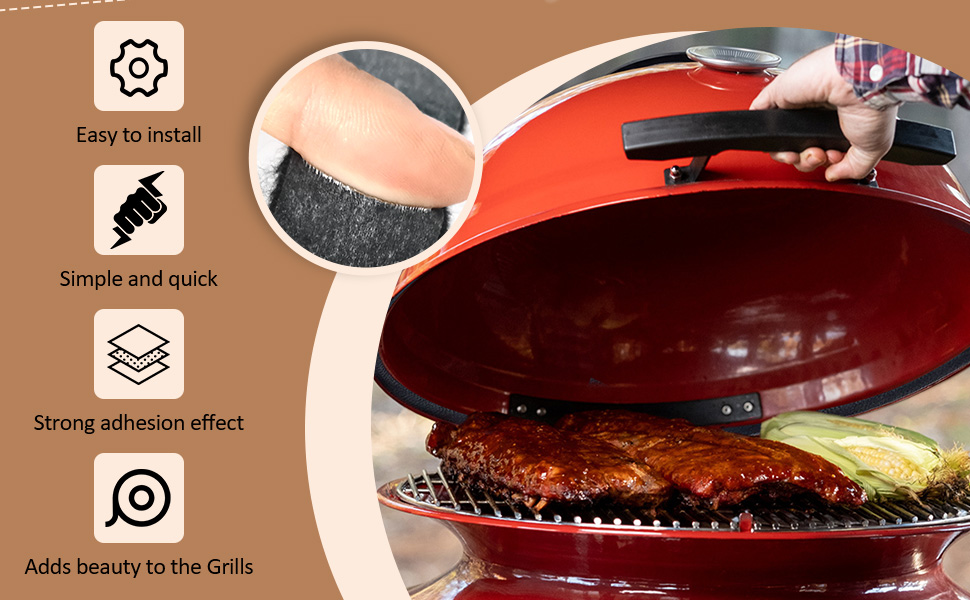 2Pack Grill Gasket fits for Kamado Joe Kettle Joe, Self