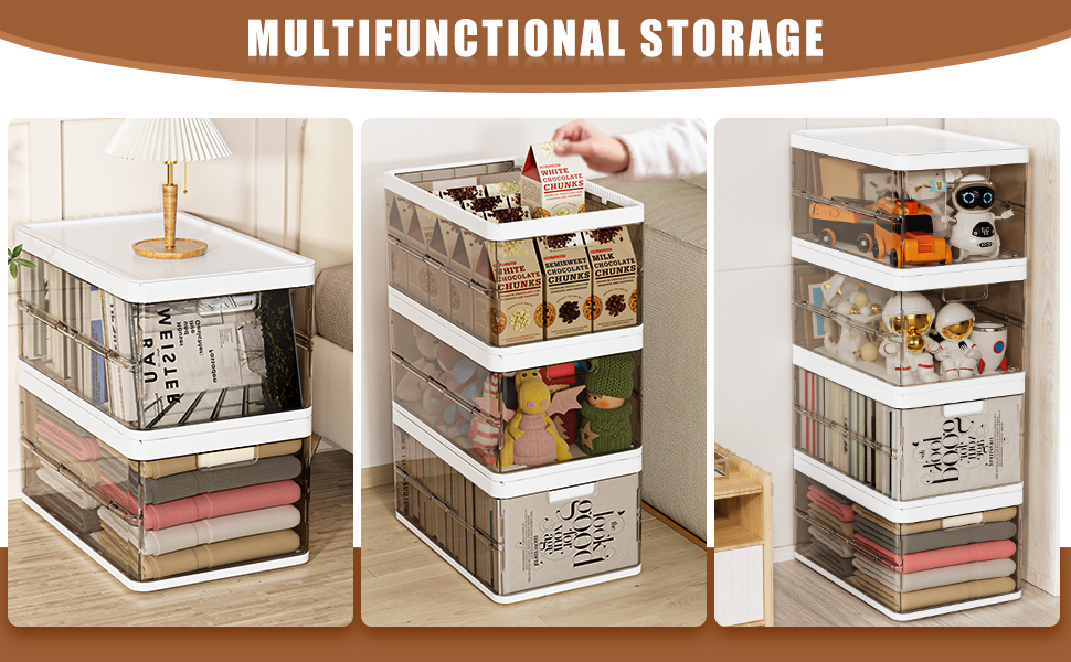 4 Pack Stackable Foldable Wardrobe Storage Box Organizer, Plastic