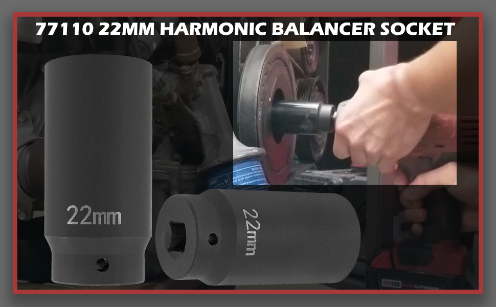 77110 22mm Harmonic Balancer Socket Tool Crank Bolt Socket