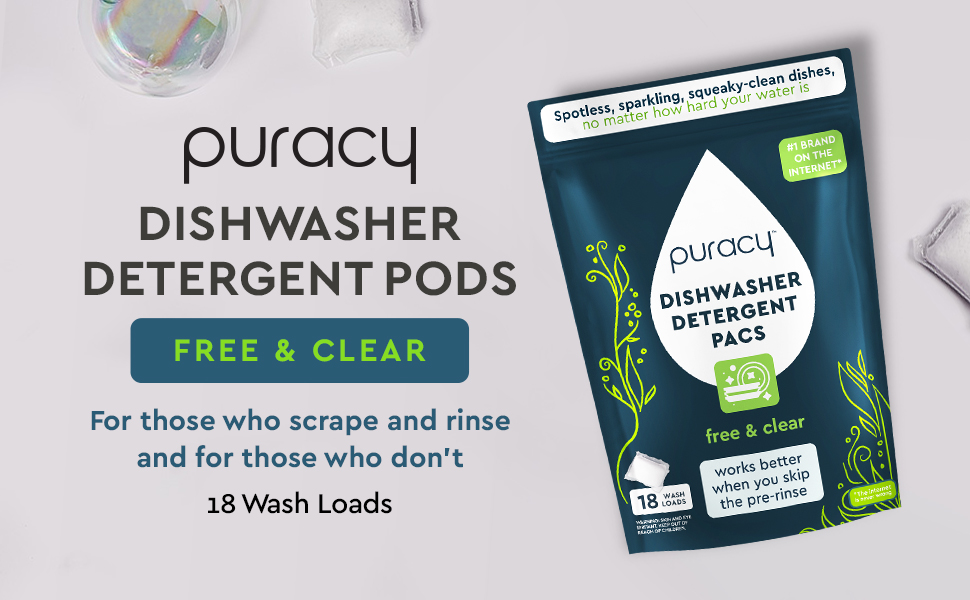 Puracy Dishwasher Pods, 18 Count, Natural Dishwasher