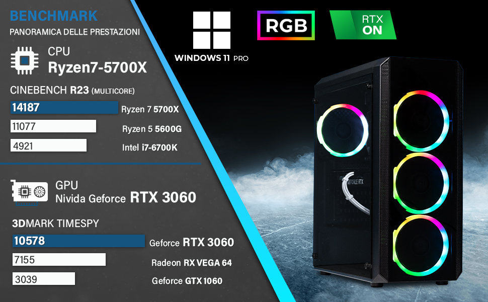 Greed® MK2 4K High End Gaming PC AMD Ryzen 7 5700X 8 Core Nvidia