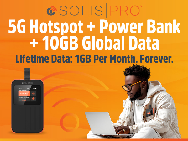 Solis PRO 5G Hotspot and Power Bank Global Access