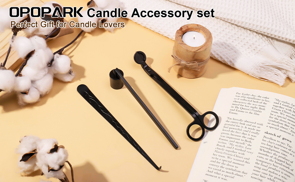 Opopark 3 in 1 Candle Snuffer Set, Wick Trimmer Candle Snuffer Candle