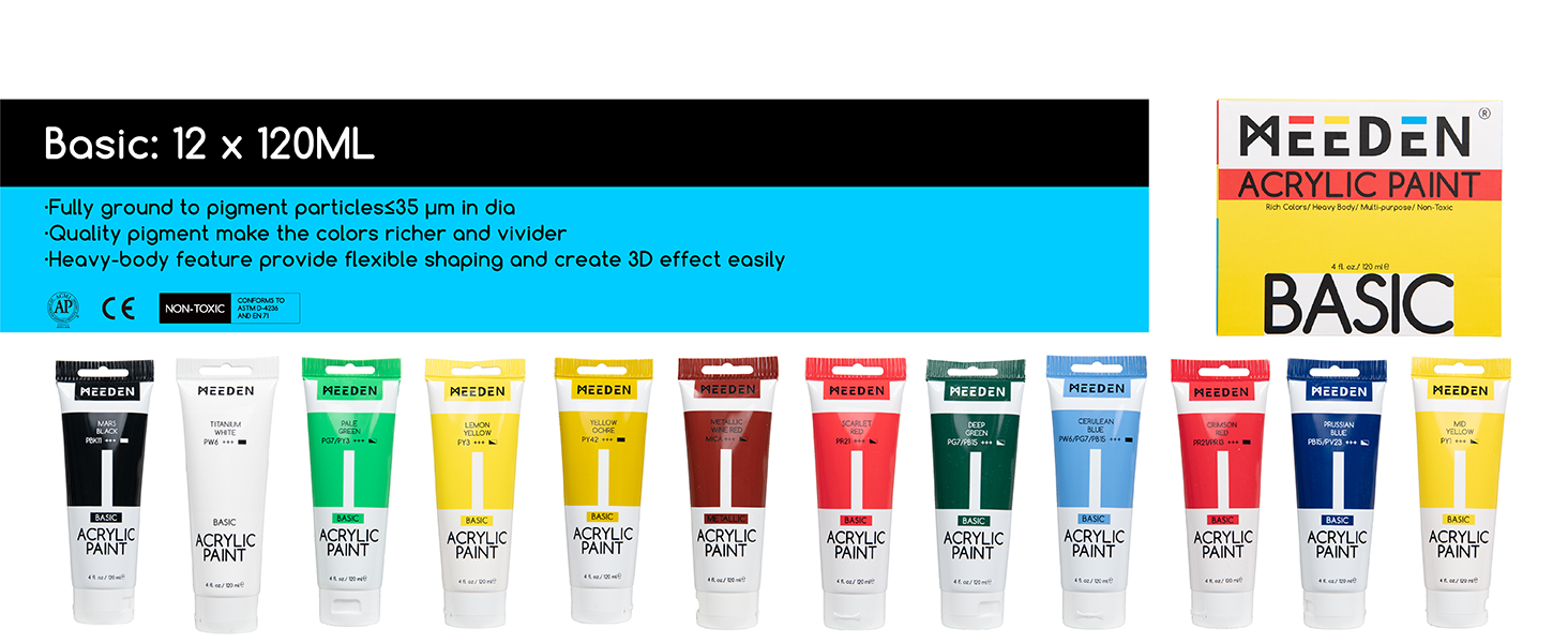 MEEDEN Acrylic Paint Set, Deluxe Artist Painting Kit with Portable