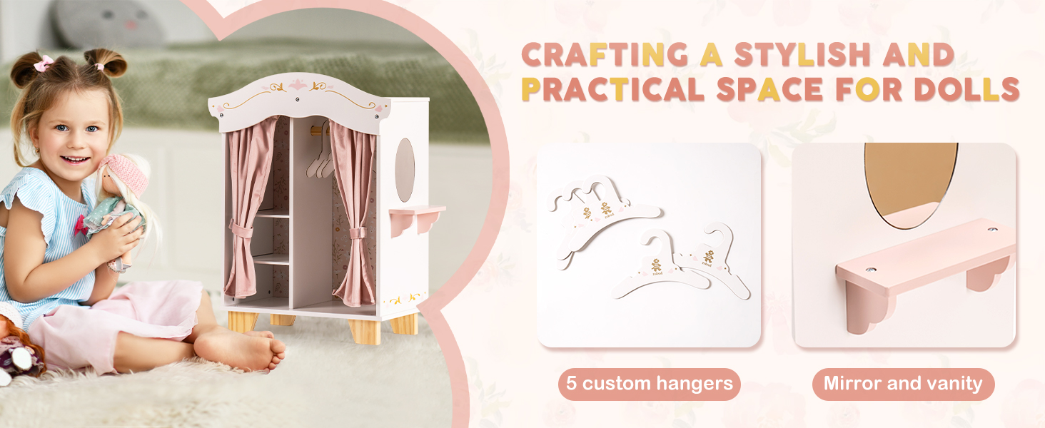 Wooden Doll Furniture, Doll Closet